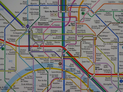 パリ、電車の路線図