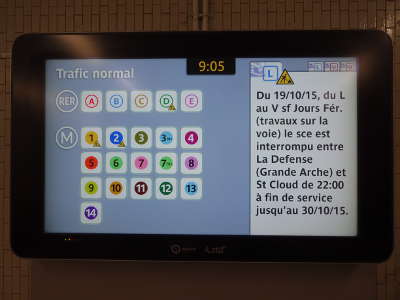 パリのメトロのディスプレイ